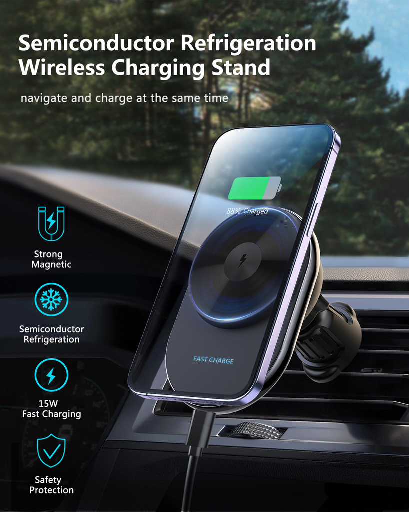 S18 Semiconductor Cooling Magsafe Car Wireless Charger